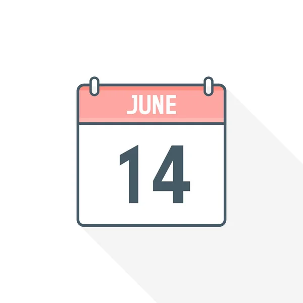 6月14日カレンダーアイコン 6月14日カレンダー日付アイコンベクトルイラストレーター — ストックベクタ