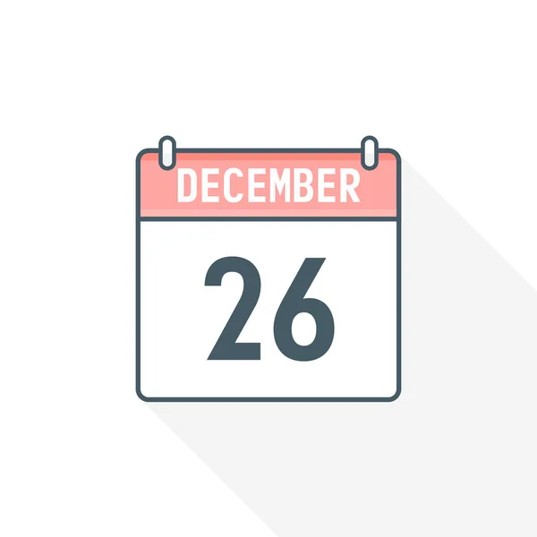 12月26日カレンダーアイコン 12月26日カレンダー日付アイコンベクトルイラストレーター — ストックベクタ