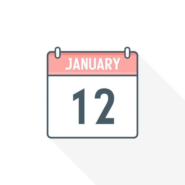 1月12日カレンダーアイコン 1月12日カレンダー日付アイコンベクトルイラストレーター — ストックベクタ