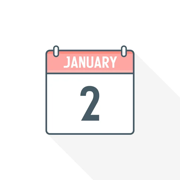1月2日カレンダーアイコン 1月2日カレンダー日付アイコンベクトルイラストレーター — ストックベクタ