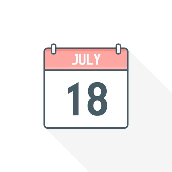 18Th July Calendar Icon July Calendar Date Month Icon Vector — Stock Vector