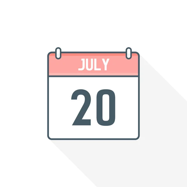 7月20日カレンダーアイコン 7月20日カレンダー日付アイコンベクトルイラストレーター — ストックベクタ