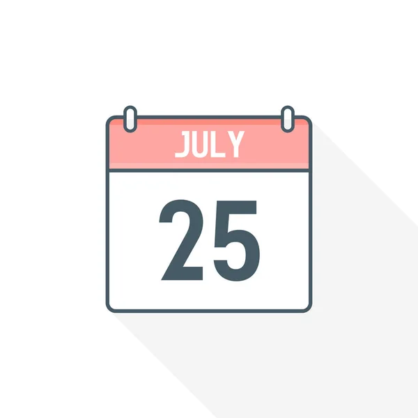 Εικονίδιο Ημερολογίου 25Ης Ιουλίου Εικονογράφος Διανυσμάτων Εικονιδίων Ημερομηνίας Ημερολογίου Της — Διανυσματικό Αρχείο