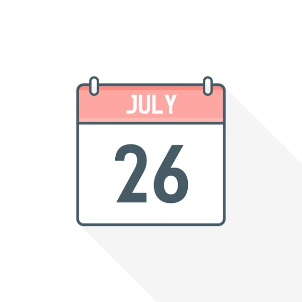 Εικονίδιο Ημερολογίου 26Ης Ιουλίου Ιουλίου Εικονογράφος Διανυσμάτων Εικονιδίων Ημερομηνίας Ημερολογίου — Διανυσματικό Αρχείο