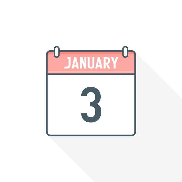 1月3日カレンダーアイコン 1月3日カレンダー日付アイコンベクトルイラストレーター — ストックベクタ