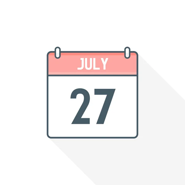 27Th July Calendar Icon July Calendar Date Month Icon Vector — Stock Vector
