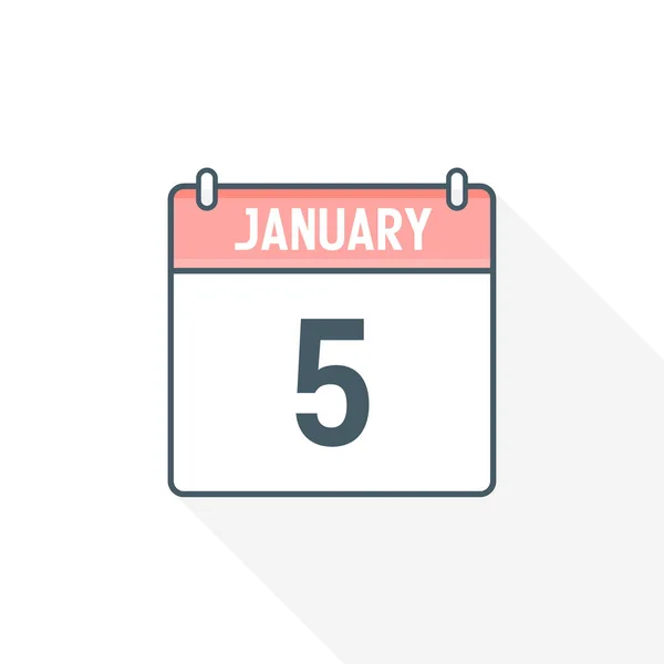 5Th January Calendar Icon January Calendar Date Month Icon Vector — Stock Vector