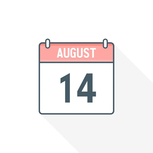 8月14日カレンダーアイコン 8月14日カレンダー日付アイコンベクトルイラストレーター — ストックベクタ