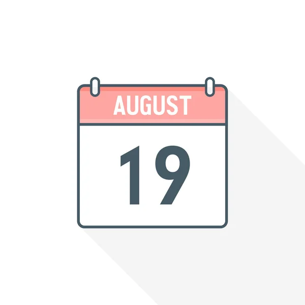 8月19日カレンダーアイコン 8月19日カレンダー日付アイコンベクトルイラストレーター — ストックベクタ