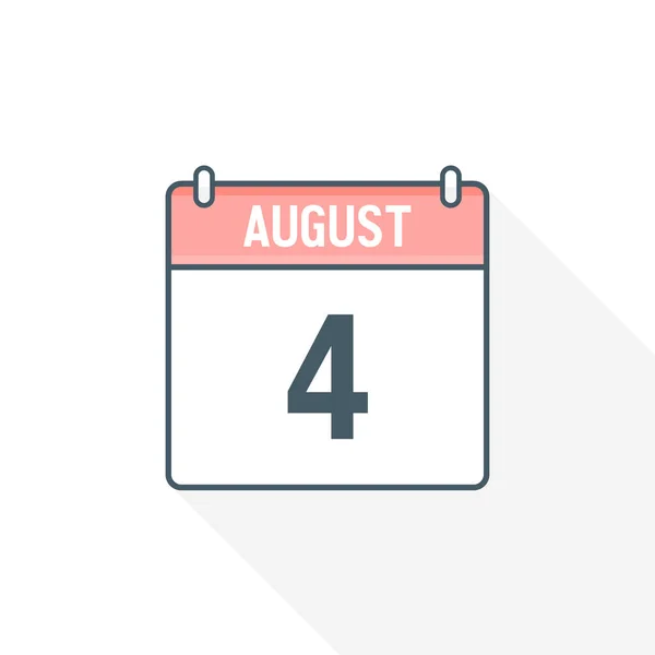 Εικόνα Ημερολογίου 4Ης Αυγούστου Αυγούστου Εικονογράφος Διανυσμάτων Ημερολογιακών Ημερομηνιών Μήνα — Διανυσματικό Αρχείο