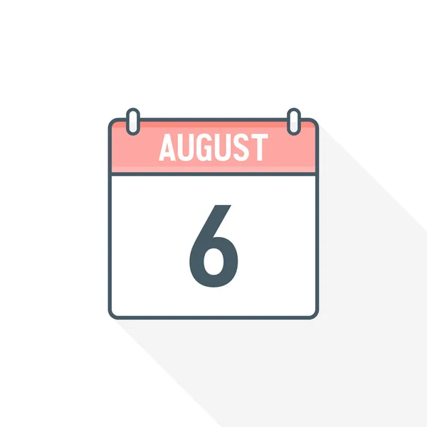 Εικονίδιο Ημερολογίου 6Ης Αυγούστου Αυγούστου Εικονογράφος Διανυσμάτων Εικονιδίων Ημερομηνίας Ημερολογίου — Διανυσματικό Αρχείο
