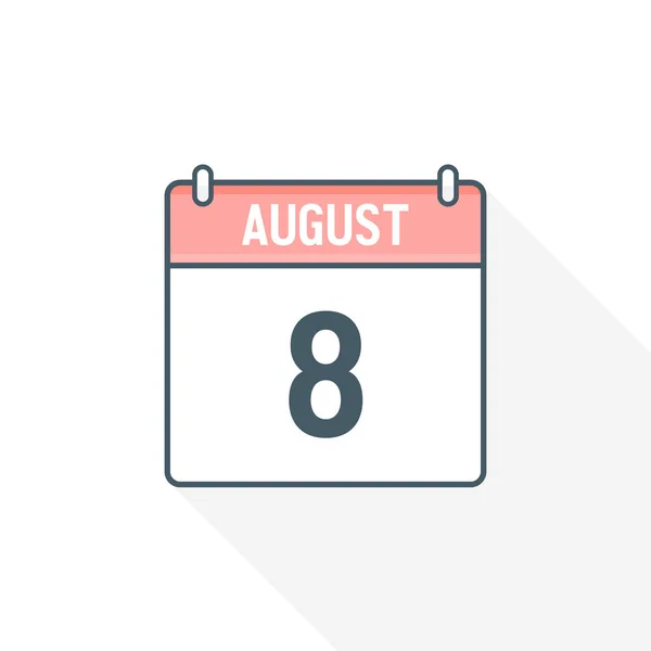 8月8日カレンダーアイコン 8月8日カレンダー日付アイコンベクトルイラストレーター — ストックベクタ