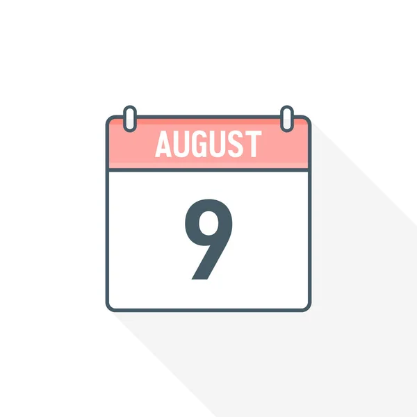 8月9日カレンダーアイコン 8月9日カレンダー日付アイコンベクトルイラストレーター — ストックベクタ