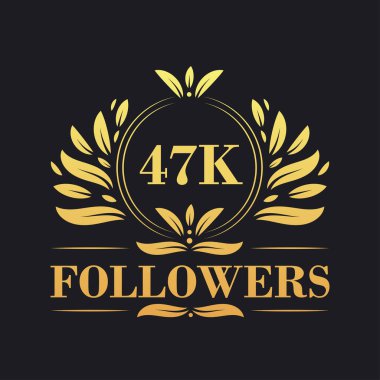 47K Followers celebration design. Luxurious 47K Followers logo for social media followers clipart