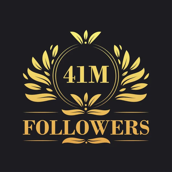 41M Послідовники Святкування Дизайну Розкішний Логотип 41M Послідовників Соціальних Мереж — стоковий вектор