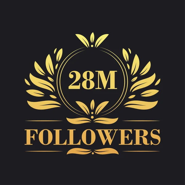28M Followers Projekt Uroczystości Luksusowe Logo 28M Followers Dla Zwolenników — Wektor stockowy