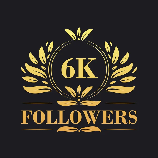 6Kはお祝いのデザインに従う 豪華な6Kフォロワー ソーシャルメディアのフォロワーのロゴ — ストックベクタ