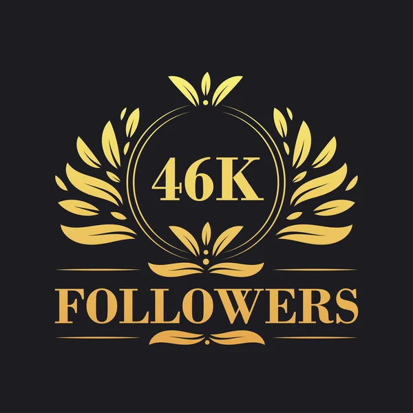 46K Последователей Праздник Дизайн Роскошный Логотип 46K Followers Подписчиков Социальных — стоковый вектор