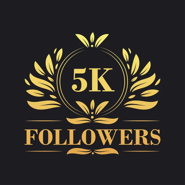 5Kはお祝いのデザインに従う 豪華な5Kフォロワー ソーシャルメディアのフォロワーのロゴ — ストックベクタ