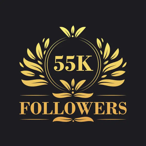 55K Followers Design Celebrazione Lussuoso Logo 55K Followers Follower Dei — Vettoriale Stock