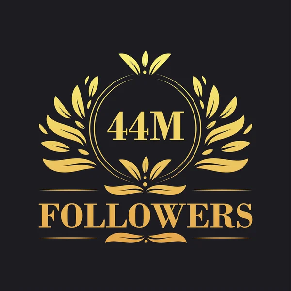 44M Послідовники Святкування Дизайну Розкішний Логотип 44M Підписників Підписників Соціальних — стоковий вектор