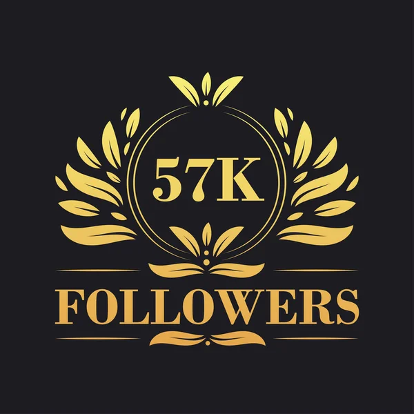 57K Последователей Празднование Дизайн Роскошный Логотип 57K Followers Подписчиков Социальных — стоковый вектор
