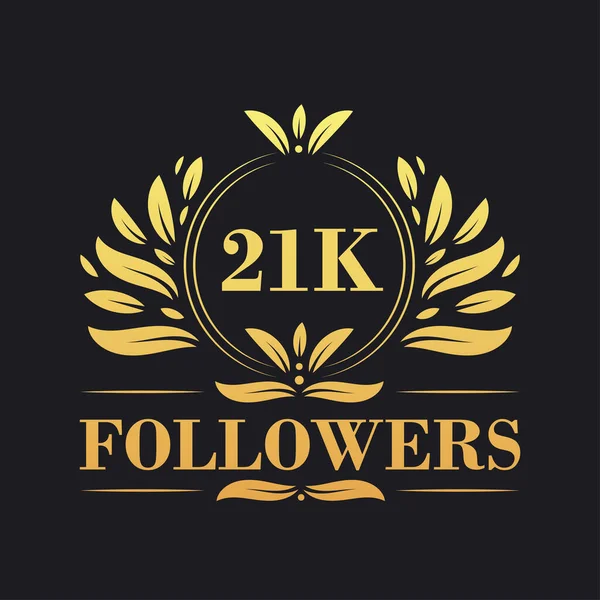 21K Последователей Праздник Дизайн Роскошный Логотип 21K Followers Подписчиков Социальных — стоковый вектор