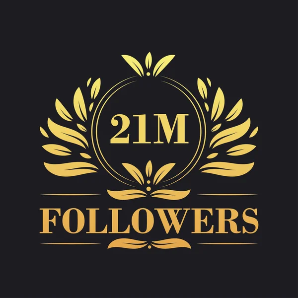 21M追随者庆祝设计 为社交媒体追随者设计的豪华型21M追随者标识 — 图库矢量图片