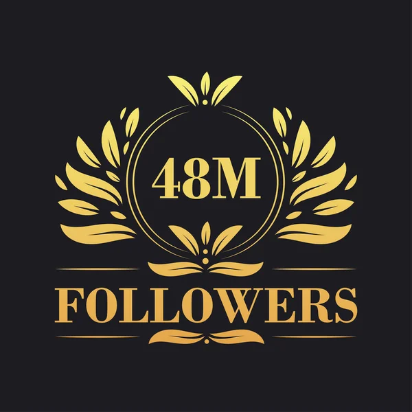 48M Followers Projekt Uroczystości Luksusowe Logo 48M Followers Dla Zwolenników — Wektor stockowy