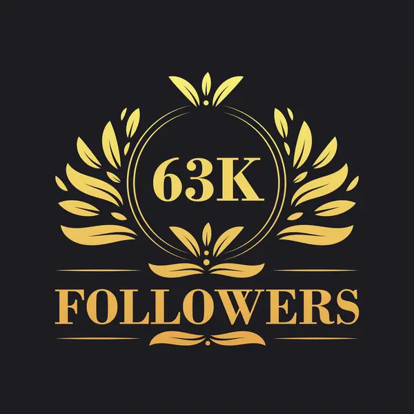 63K Последователей Праздник Дизайн Роскошный Логотип 63K Followers Подписчиков Социальных — стоковый вектор