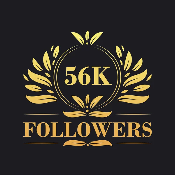 56K Последователей Праздник Дизайн Роскошный Логотип 56K Followers Подписчиков Социальных — стоковый вектор