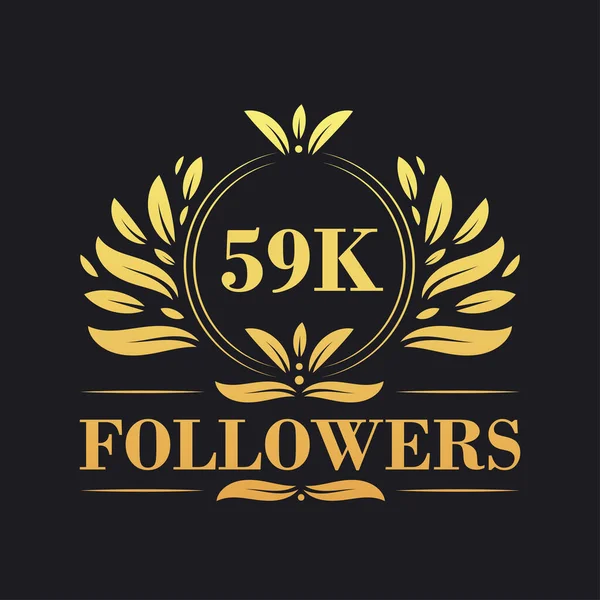 59K Volgers Viering Ontwerp Luxe 59K Volgers Logo Voor Social — Stockvector