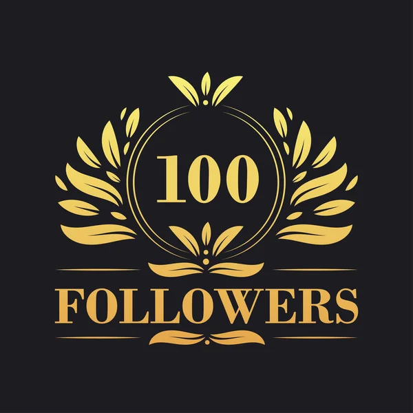 100 Śledzący Projekt Uroczystości Luksusowe 100 Logo Zwolenników Mediów Społecznościowych — Wektor stockowy