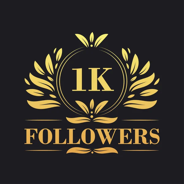 1Kはお祝いのデザインに従います 豪華な1Kフォロワー ソーシャルメディアのフォロワーのロゴ — ストックベクタ