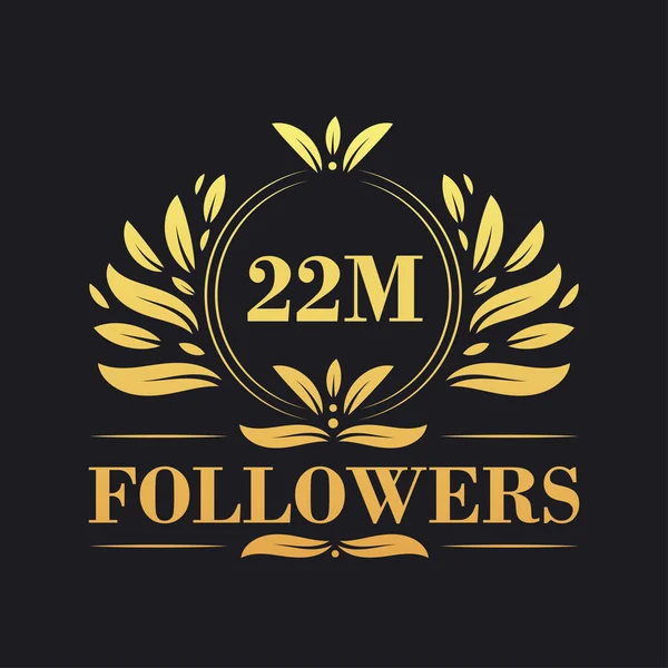 22М Последователи Празднования Дизайн Роскошный Логотип 22M Followers Подписчиков Социальных — стоковый вектор