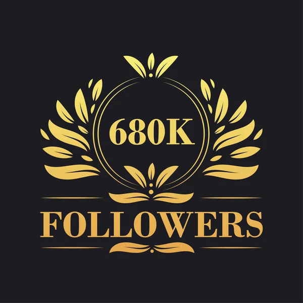 680K Последователей Праздник Дизайн Роскошный Логотип 680 Тысяч Подписчиков Социальных — стоковый вектор