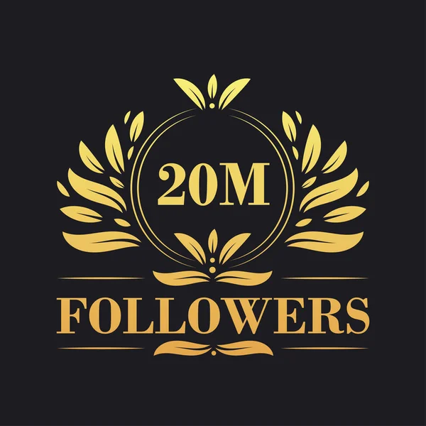 20M Śledzi Projekt Świętowania Luksusowe Logo 20M Followers Dla Zwolenników — Wektor stockowy