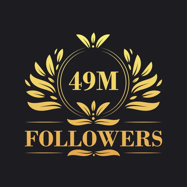 49M Followers Design Celebrazione Lussuoso Logo 49M Followers Follower Dei — Vettoriale Stock