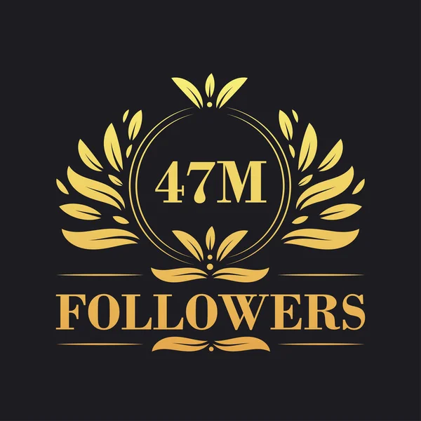 47M Последователи Дизайн Празднования Роскошный Логотип 47M Followers Подписчиков Социальных — стоковый вектор