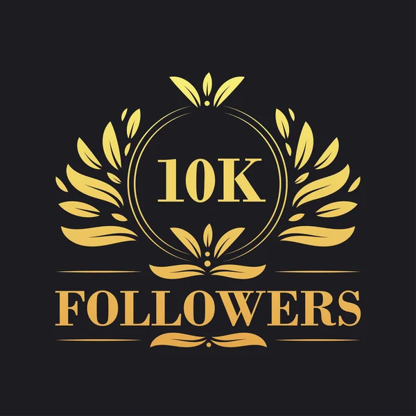 10Kはお祝いのデザインに従う 豪華なフォロワー ソーシャルメディアのフォロワーのための10Kロゴ — ストックベクタ
