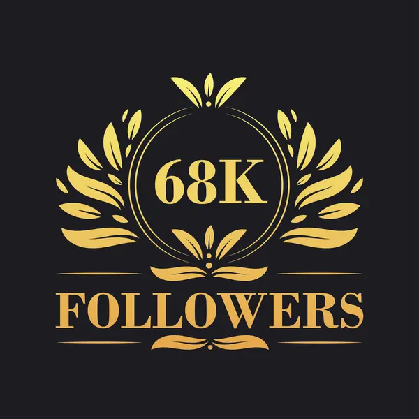 68K Followers Design Celebrazione Lussuoso Logo 68K Followers Follower Dei — Vettoriale Stock