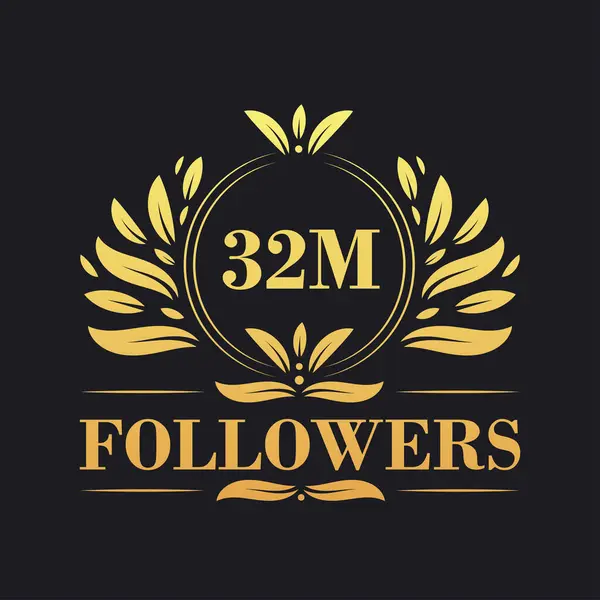 32M Kutlama Tasarımını Takip Ediyor Lüks 32M Sosyal Medya Takipçileri — Stok Vektör