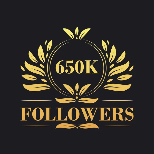 650K Последователей Праздник Дизайн Роскошный Логотип 650K Followers Подписчиков Социальных — стоковый вектор