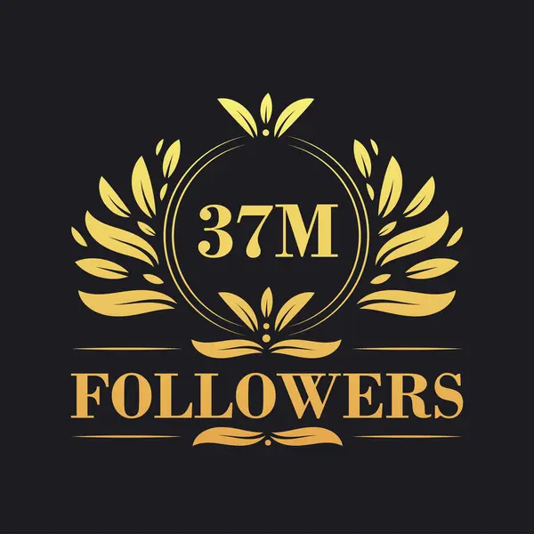37M Śledzi Projekt Świętowania Luksusowe Logo 37M Followers Dla Zwolenników — Wektor stockowy