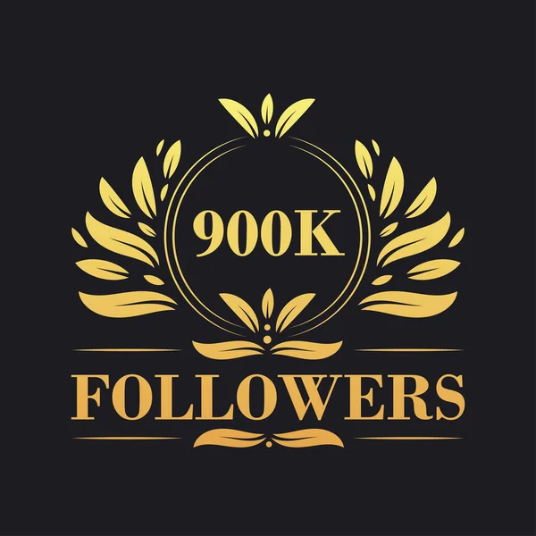 900K Followers Design Celebrazione Lussuoso Logo 900K Followers Follower Dei — Vettoriale Stock