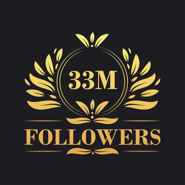 33M追随者庆祝设计 为社交媒体追随者设计的豪华33M追随者标识 — 图库矢量图片
