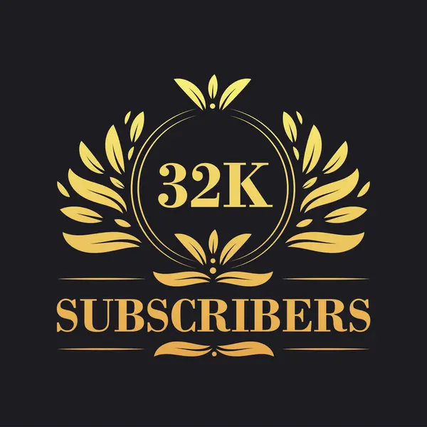Тысячи Подписчиков Празднуют Дизайн Роскошный Логотип 32K Подписчиков Подписчиков Социальных — стоковый вектор