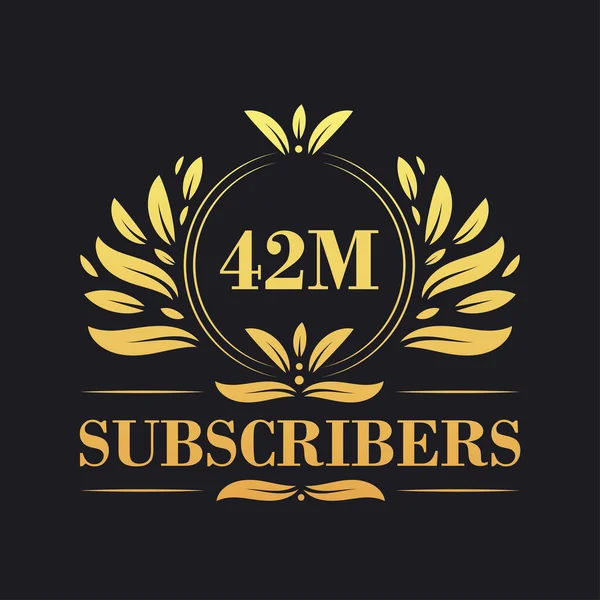 42M加入者はお祝いデザイン 豪華な42Mの加入者のロゴソーシャルメディア加入者 — ストックベクタ