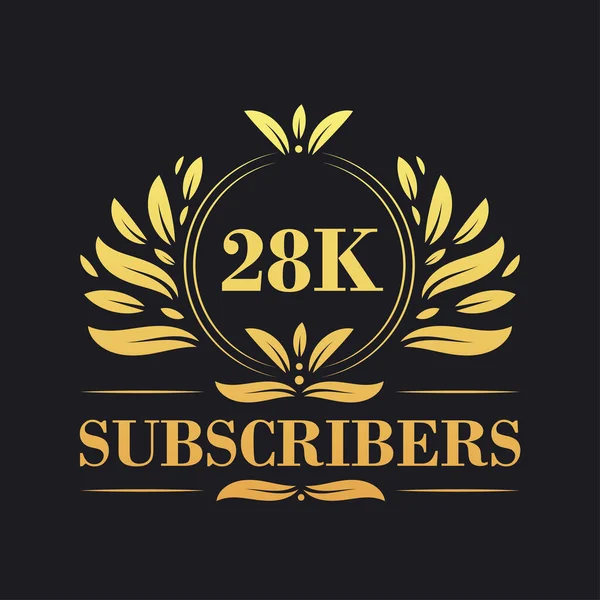 Тысяч Подписчиков Празднуют Дизайн Роскошный Логотип 28K Подписчиков Подписчиков Социальных — стоковый вектор