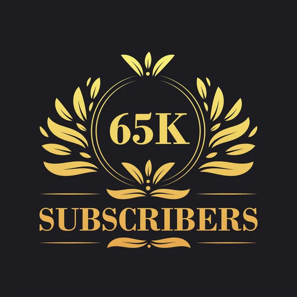 65K Abonnees Vieren Ontwerp Luxe 65K Abonnees Logo Voor Social — Stockvector